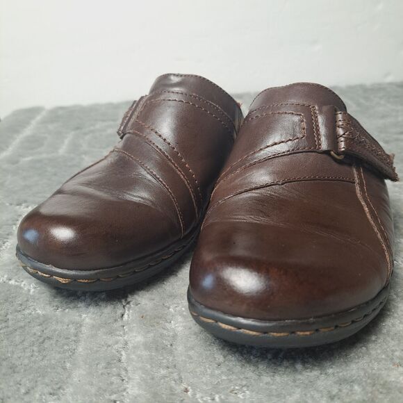 Clarks Collection Brown Leather Mules WOMENS SIZE 7.5M slip on comfort shoes - Picture 6 of 13